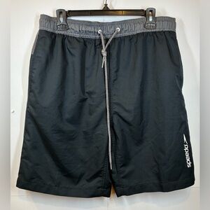 Speedo Men's Lined Board Shorts Swim Trunks in Black/Gray  Size Large